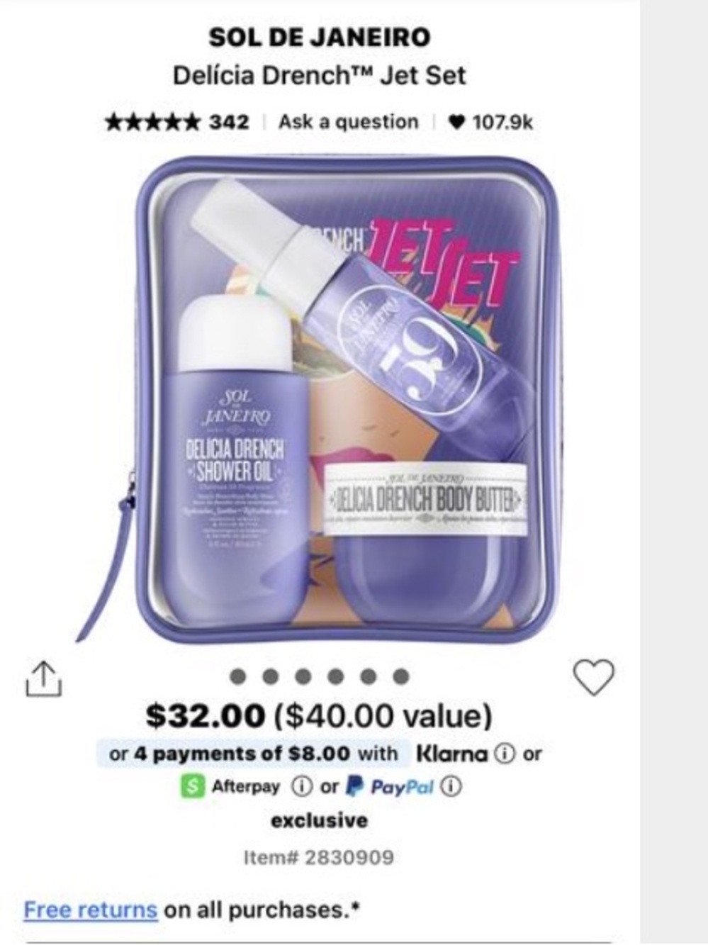 Sol de Janeiro Delicia Drench Jet Set Bath & Body Gift Set NEW! 3 pc gift set - Picture 12 of 12